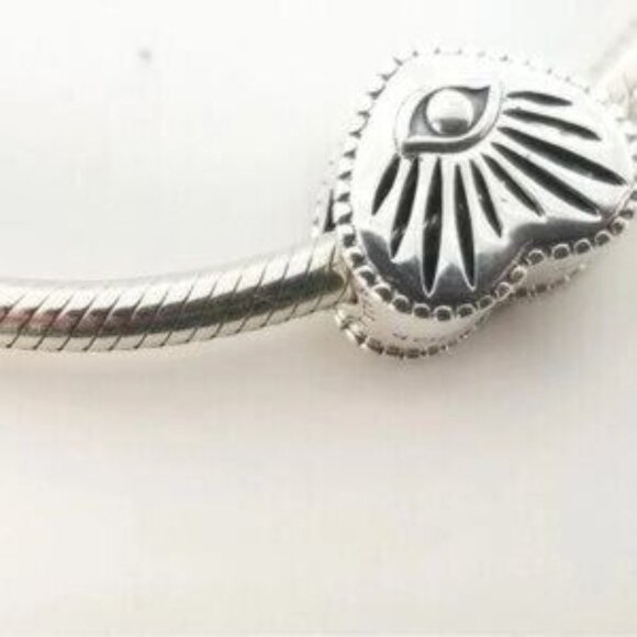 Pandora Silver Heart Charm with Eye Design